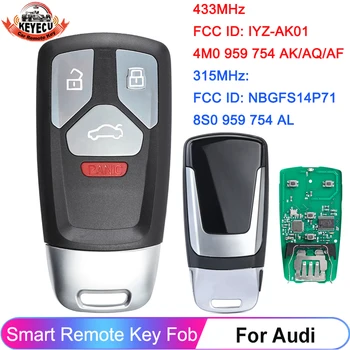 KEYECU 4 Бутона Smart Remote Ключодържател 433 Mhz 315 Mhz За Audi TT A3 R8 2016 2017 2018 2019 NBGFS14P71 4M0959754AK