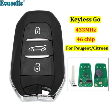 DS Smart Keyless Go Дистанционно Ключ С 3 Бутона 433 Mhz PCF7945 46 Чип за Peugeot 308 и 508 за Citroen C4 DS4 DS5 Авариен Ключ HU83