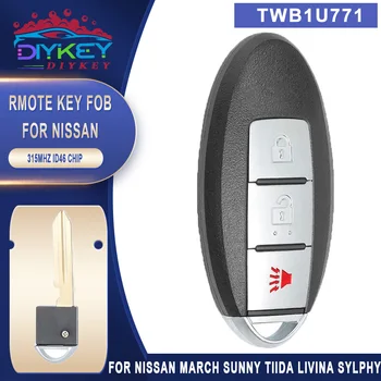 DIYKEY CWTWB1U771 315 Mhz ID46 (PCF7952) Чип Умно Дистанционно Ключ за 2005 2006 2007 2008 Nissan Tiida Livina Versa