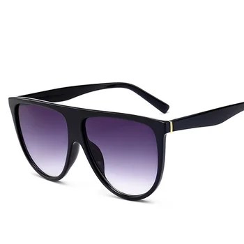 Слънчеви Очила С Плосък Покрив, Дамски Луксозни Дизайнерски Ретро Vintage Слънчеви Очила, Дамски Големи Черни Нюанси, Марката UV400 Oculus