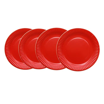 10 бр./лот, обикновена правоъгълна чиния, сватбена украса за рожден ден, обикновена тема еднократна употреба хартиени чинии червен цвят