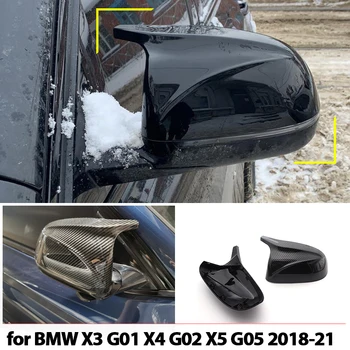 Качествени Капаци за Странични Огледала от Въглеродни Влакна, Черно M Style Замяна за BMW X3 G01 X4 G02 X5 G05 2018 2019 2020 2021