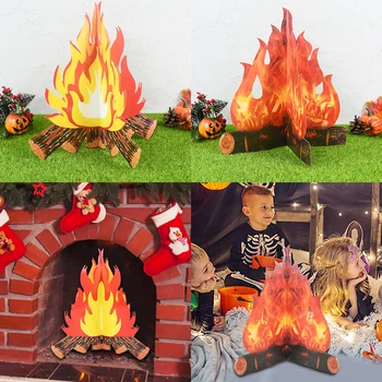 3D Изкуствен Огън Пламъка на Ръчно изработени Картон Занаяти Украса на Празнични Аксесоари Огън на Парти, Коледа, Нова Година Декор