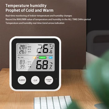 LCD Електронен Цифров Измерител на Температура И Влажност на въздуха, Мини-Термометър-Влагомер за Помещения с Индикатор за Комфорт на Въздуха за Домашния Офис