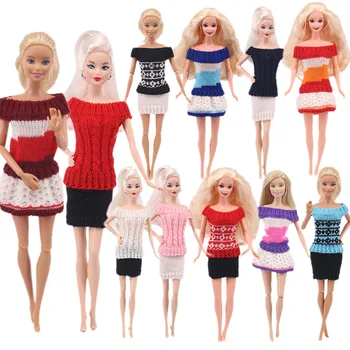 Облекло За Кукли Барби, Вълнена Рокля, Сшитое Модерни Елементи, Дрехи Ръчна изработка За Момичета, Аксесоари За Барби Кукли, Играчки за 