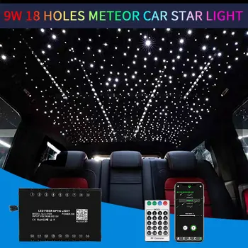 9 W 18 Дупки Метеоритен Автомобил на Звездното Небе светлина на Покрива на Колата Звезден лека нощ Авто Аксесоари LED Тавана Лампа За интериора на Оптичен Осветление