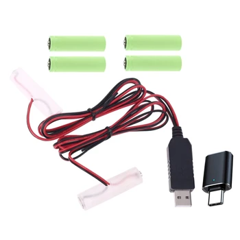 Батерия Элиминатор USB захранващ Кабел Замени 1-4 бр. Батерии тип АА за Радио Електрически Часовници Led Светлина Калкулатор