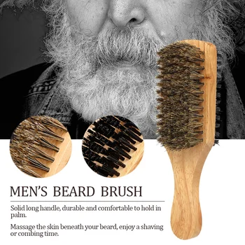 Мъжка четка за коса от косъм на Глиган - Естествена дървена Вълнообразни четка за мъже, Четка за оформяне на Брада за къси, Дълги, гъсти, къдрава, вълнообразни коса