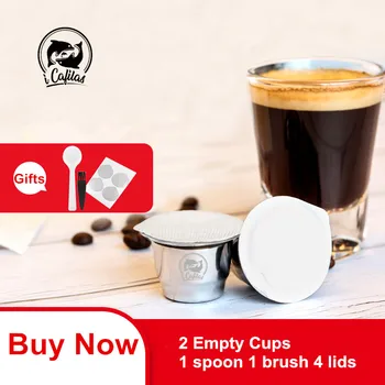 2 Празни Чаши 4 Запечатване На Капак Кафе Капсула Pod За Nespresso От Неръждаема Стомана За Многократна Употреба Филтри За Кафе, Еспресо Кафе, Посуда И Прибори Подаръци
