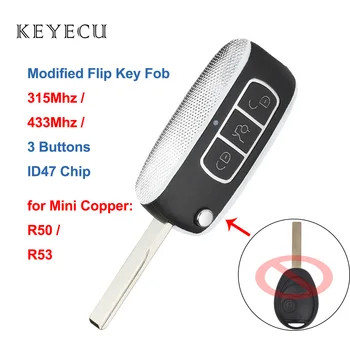 Keyecu Обновен Флип-Сгъваем Дистанционно Кола Ключодържател 315/433 Mhz с чип ID73 за BMW Mini Мед R50 R53 2002 2003 2004 2005